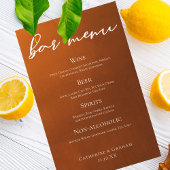 Rustic Burnt Oranje Simple Autumn Wedding Bar Menu
