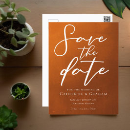 Rustic Burnt Oranje Typografie Herfst sparen de Da Briefkaart