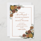 Rustic Burnt Oranje Waterverf Floral Wedding Kaart (Voorkant)