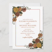 Rustic Burnt Oranje Waterverf Floral Wedding Kaart (Voorkant)