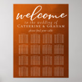 Rustic Burnt Oranje Wedding 16 Table Seating Chart Poster (Voorkant)