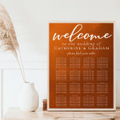 Rustic Burnt Oranje Wedding 16 Table Seating Chart Poster