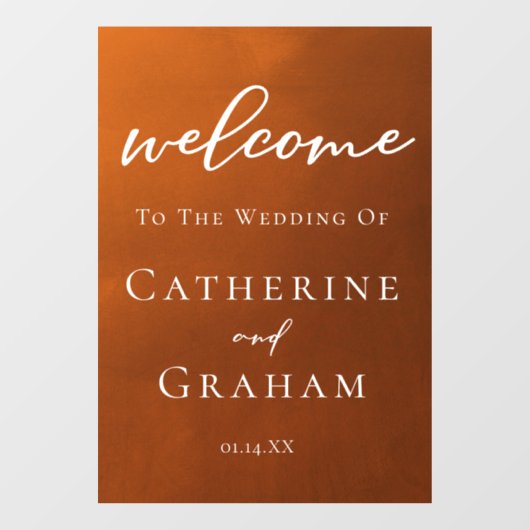 Rustic Burnt Oranje Welkom op onze herfstbruiloft Raamsticker (Vel)