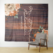 Rustic Burnt Sinaasappel Florals Foto van bruiloft Wandkleed (In Situ (horizontaal))