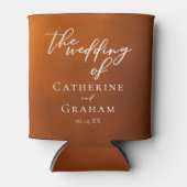 Rustic Burnt Sinaasappel Typography najaar Wedding Blikjeskoeler (Voorkant)