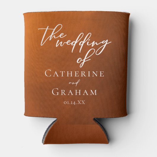 Rustic Burnt Sinaasappel Typography najaar Wedding Blikjeskoeler (Voorkant)