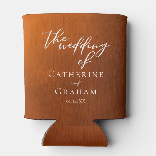 Rustic Burnt Sinaasappel Typography najaar Wedding Blikjeskoeler (Achterkant)
