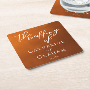 Rustic Burnt Sinaasappel Typography najaar Wedding Kartonnen Onderzetters