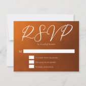Rustic Burnt Sinaasappel Typography najaar Wedding RSVP Kaartje (Voorkant)