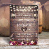 Rustic Burugndy Flowers & Lantern Fall Wedding Kaart
