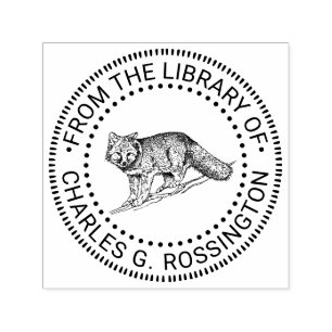 Rustic Bushy Fox Library Boeknaam Zelfinktende Stempel