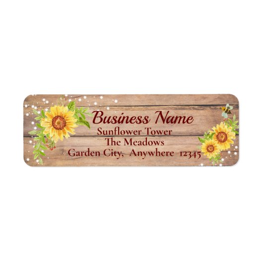 Rustic Business Floral Sunflower Address Label (Voorkant)