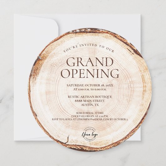 Rustic Business logo Grand opening Hout thema Kaart (Voorkant)