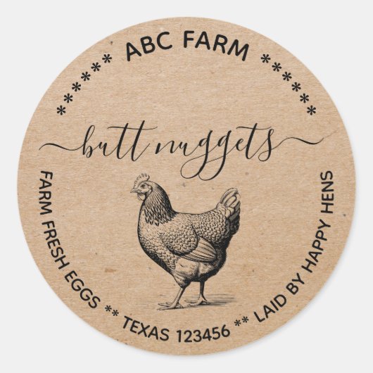 Rustic Butt-nuggets eierkartonnen label (Voorkant)