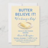 Rustic Butter Yellow Blue Boy Baby Shower Kaart (Voorkant)