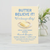 Rustic Butter Yellow Blue Boy Baby Shower Kaart (Staand voorkant)