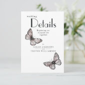 Rustic Butterflies Sketch Blush  Informatiekaartje (Staand voorkant)