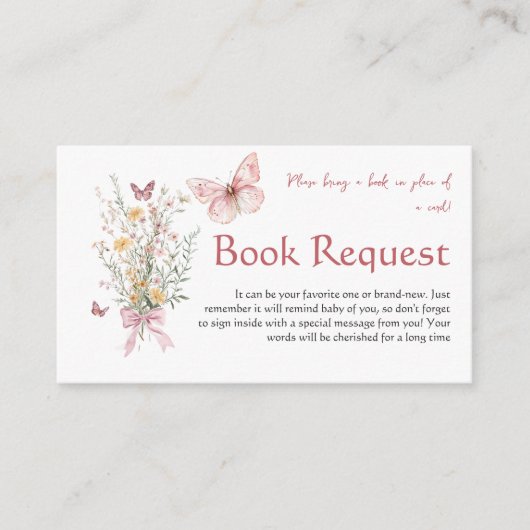 Rustic Butterfly Baby shower Boek Aanvraag Informatiekaartje (Voorkant)