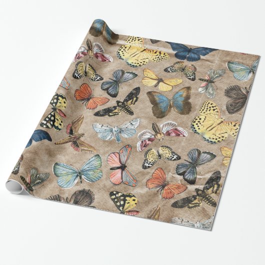 Rustic Butterfly Cadeaupapier (Uitgerold)