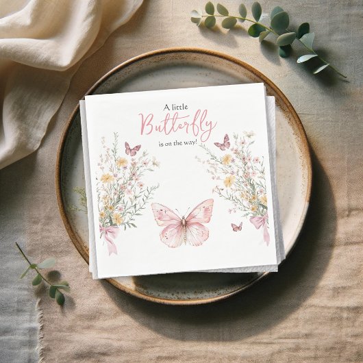 Rustic Butterfly Wildflower en Bow Baby shower Servet