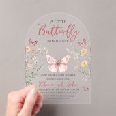 Rustic Butterfly Wildflower Floral Baby shower Acryl Uitnodigingen (Insitu (Draagbaar))