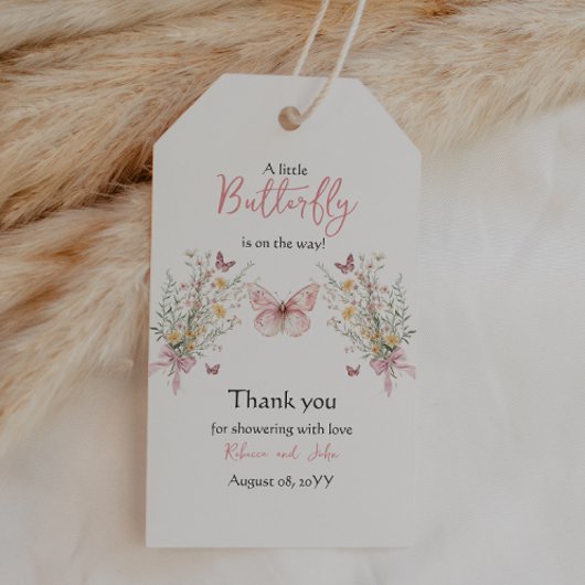 Rustic Butterfly Wildflower Floral Baby shower Cadeaulabel