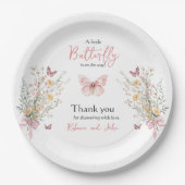 Rustic Butterfly Wildflower Floral Baby shower Papieren Bordje (Voorkant)