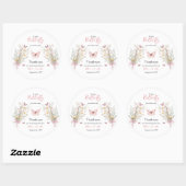 Rustic Butterfly Wildflower Floral Baby shower Ronde Sticker (Vel)