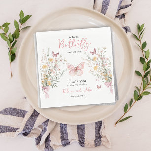 Rustic Butterfly Wildflower Floral Baby shower Servet