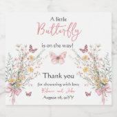 Rustic Butterfly Wildflower Floral Baby shower Sparkling Wijnetiket (Enkel label)