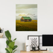 Rustic Cabin at Sunrise – Grand Teton National Par Poster (Thuiskantoor)