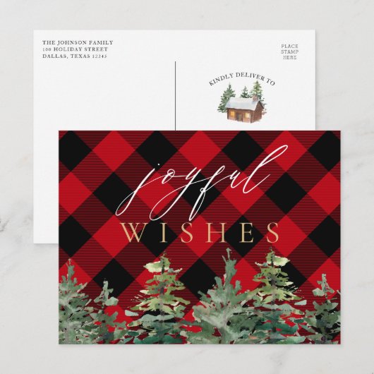 Rustic Cabin Buffalo kersttjoyful Briefkaart (Voorkant / Achterkant)