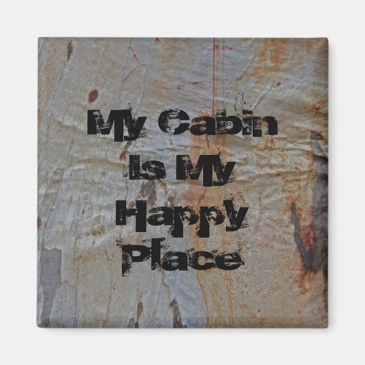 Rustic Cabin Camping Tree Bark Foto Natuur Magneet (Voorkant)