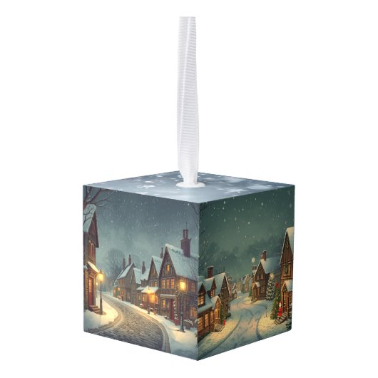 Rustic Cabin Christmas Ornament | Warm Cozy Winter (Achter hoekig)