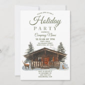 Rustic Cabin Corporate Holiday Kerstparty Kaart (Voorkant)