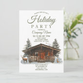 Rustic Cabin Corporate Holiday Kerstparty Kaart (Staand voorkant)