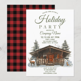 Rustic Cabin Corporate Holiday Kerstparty Kaart