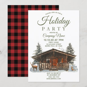 Rustic Cabin Corporate Holiday Kerstparty Kaart