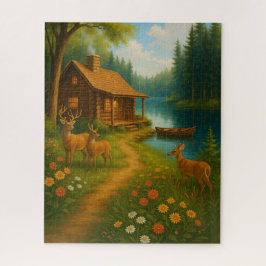 Rustic Cabin Cozy Woodland Scene Puzzle Legpuzzel