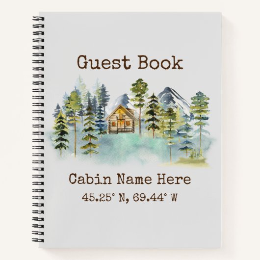 Rustic Cabin Custom Coordinates Guest Book Notitieboek (Voorkant)