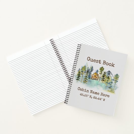 Rustic Cabin Custom Coordinates Guest Book Notitieboek (Binnen)