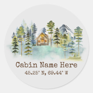 Rustic Cabin Custom Coordinates Pinery Mountain Ronde Sticker