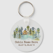 Rustic Cabin Custom Coordinates Pinery Mountain Sleutelhanger (Voorkant)