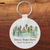 Rustic Cabin Custom Coordinates Pinery Mountain Sleutelhanger (Voorkant)