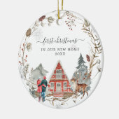 Rustic Cabin | Eerste kerst nieuwe keramische kera Keramisch Ornament (Links)
