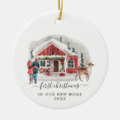 Rustic Cabin | Eerste Kerstdag Nieuw startpunt Keramisch Ornament (Voorkant)