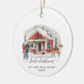 Rustic Cabin | Eerste Kerstdag Nieuw startpunt Keramisch Ornament (Links)