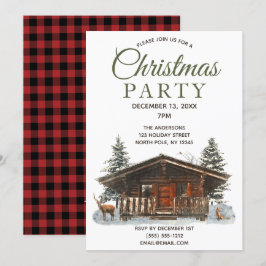 Rustic Cabin Forest Deer Kardinaal Kerstfeest Kaart