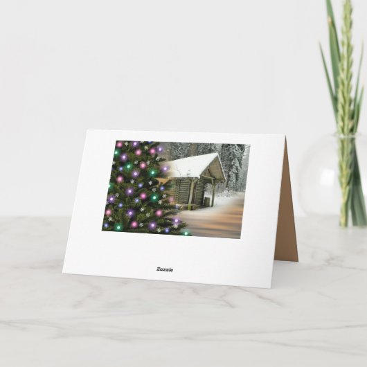 Rustic Cabin Kerstmis Feestdagen Kaart (Achterkant)
