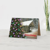 Rustic Cabin Kerstmis Feestdagen Kaart (Voorkant)
